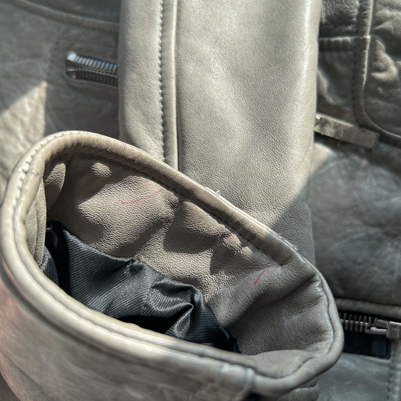 2008 BALENCIAGA LEATHER MOTO JACKET in Light Grey, size 38 - Picture 10 of 16